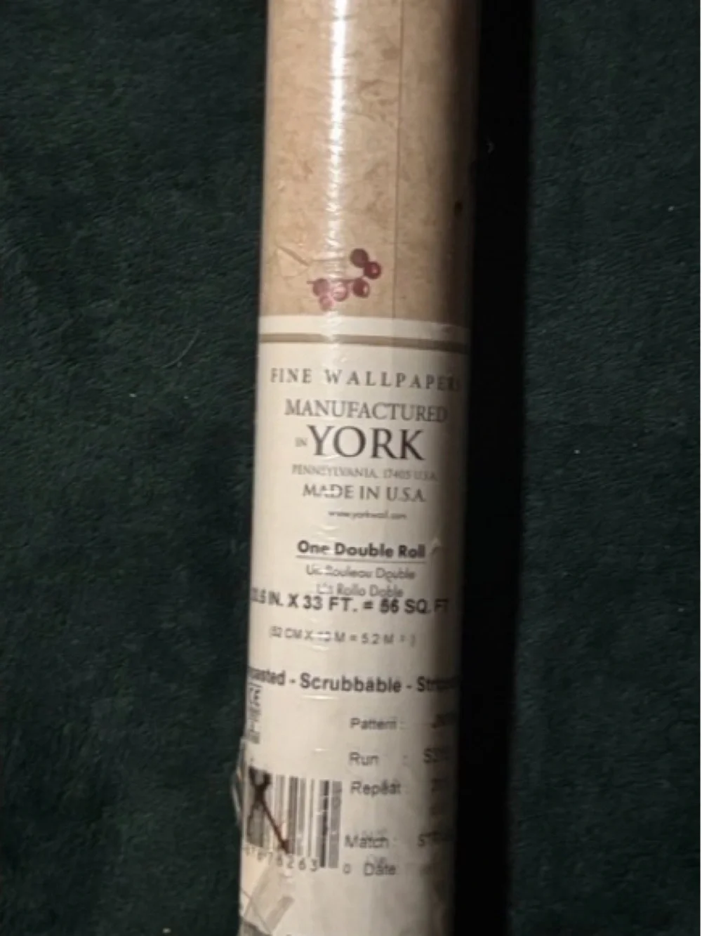York Wallcovering Tan/Burgundy Strippable Prepasted Classic Wallpaper DoubleRoll
